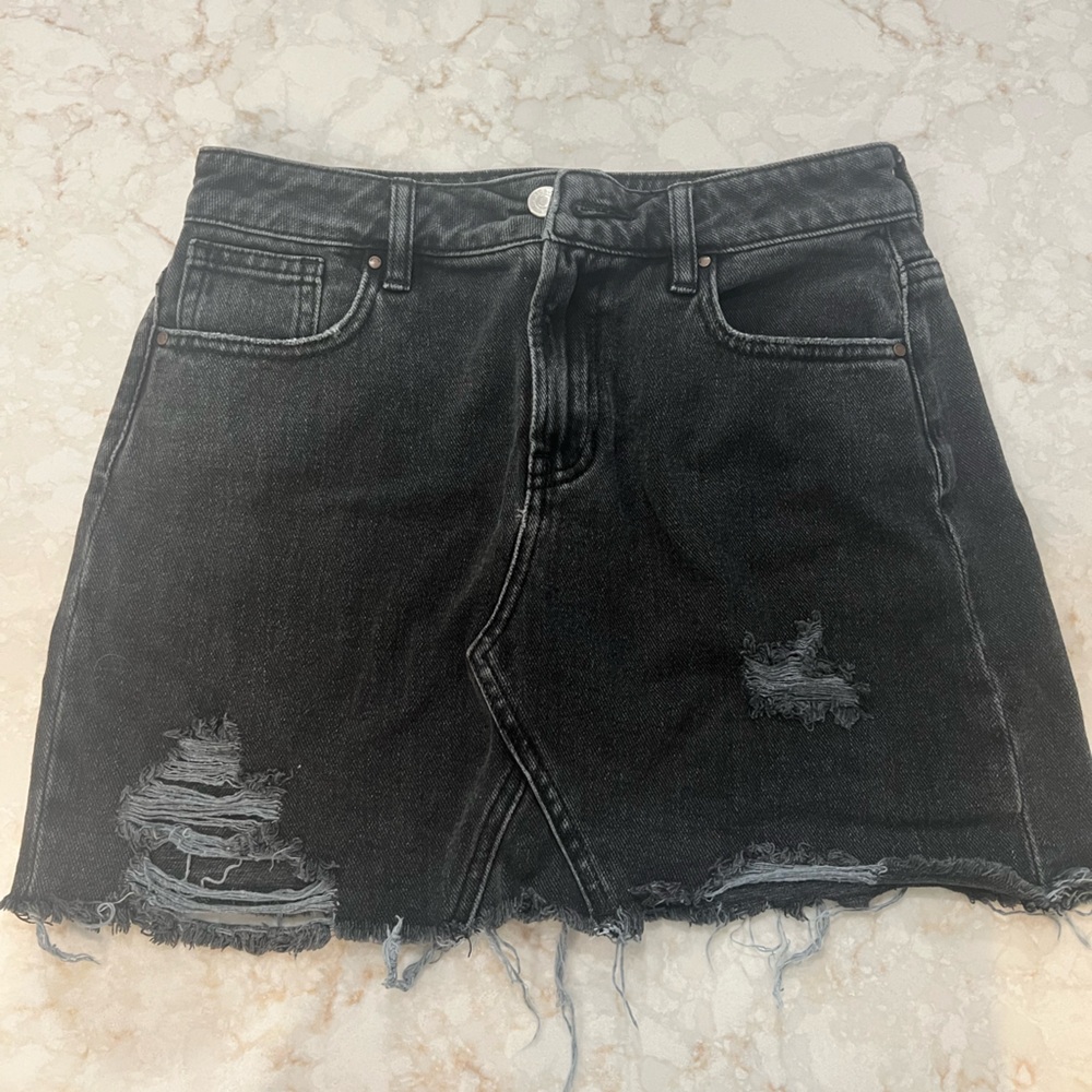 PacSun Black Distressed Jean Skirt